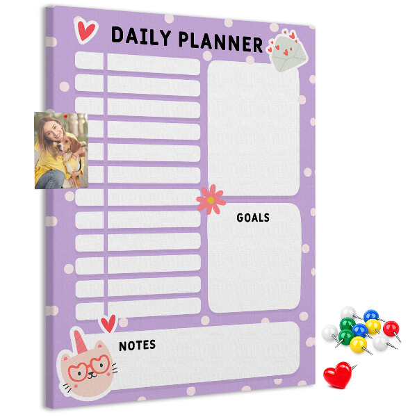 Tablero de corcho Agenda diaria en colores pastel.