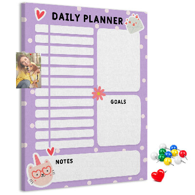 Tablero de corcho Agenda diaria en colores pastel.