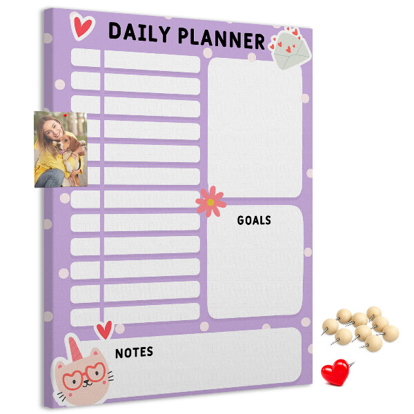 Tablero de corcho Agenda diaria en colores pastel.