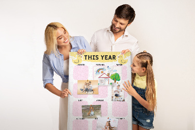 Pizarra de corcho decorativa calendario alegre con motivo de pájaros