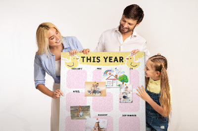Pizarra de corcho decorativa calendario alegre con motivo de pájaros
