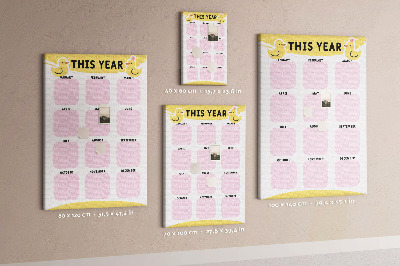 Pizarra de corcho decorativa calendario alegre con motivo de pájaros