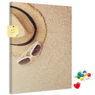 Tablero de corcho para pared Accesorios de playa de verano en la arena