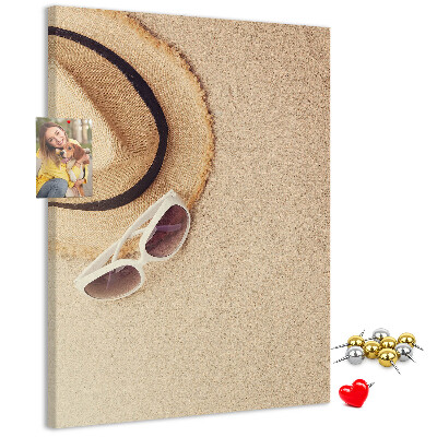 Tablero de corcho para pared Accesorios de playa de verano en la arena