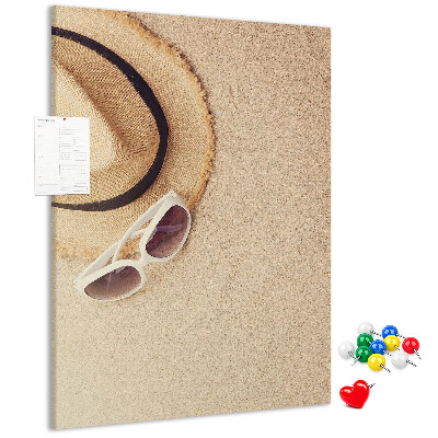 Tablero de corcho para pared Accesorios de playa de verano en la arena