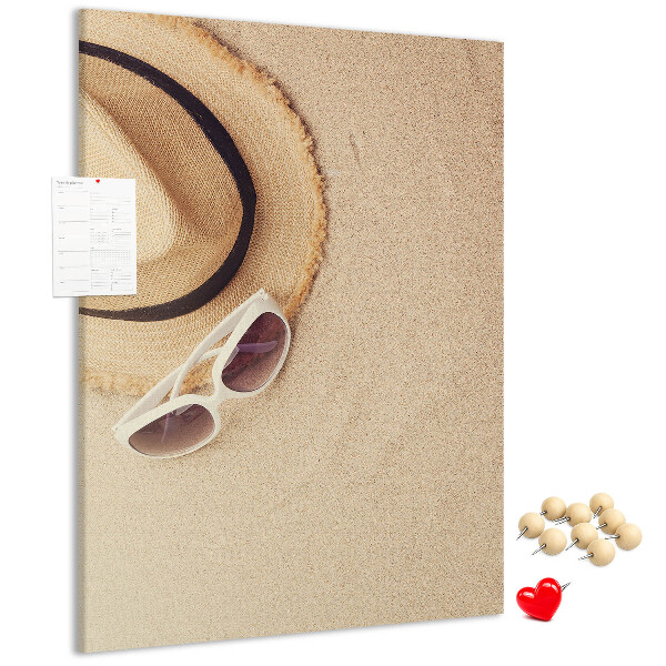 Tablero de corcho para pared Accesorios de playa de verano en la arena