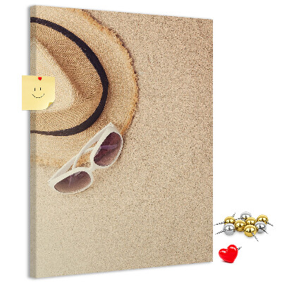 Tablero de corcho para pared Accesorios de playa de verano en la arena