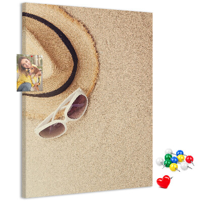 Tablero de corcho para pared Accesorios de playa de verano en la arena