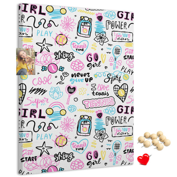 Tablero de corcho Energía deportiva y poder femenino.