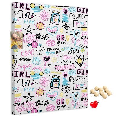 Tablero de corcho Energía deportiva y poder femenino.