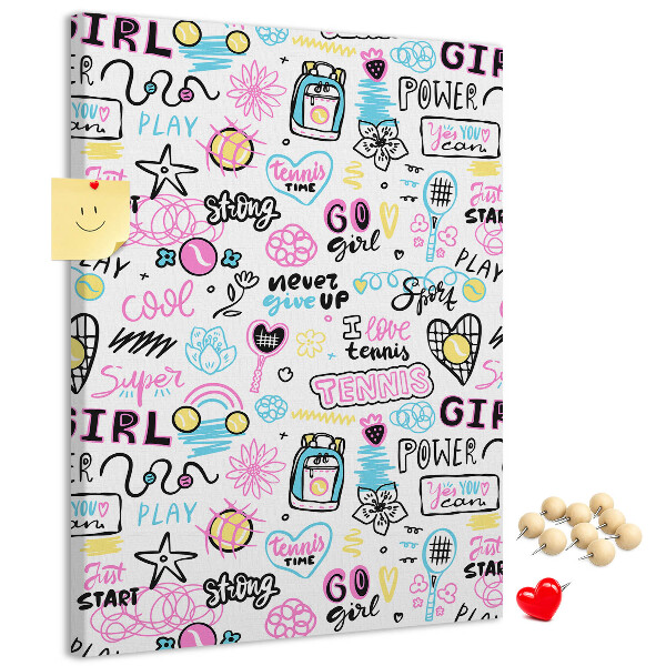 Tablero de corcho Energía deportiva y poder femenino.