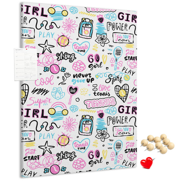 Tablero de corcho Energía deportiva y poder femenino.