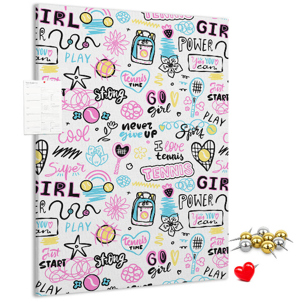 Tablero de corcho Energía deportiva y poder femenino.