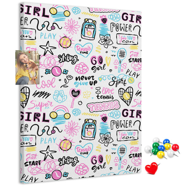 Tablero de corcho Energía deportiva y poder femenino.