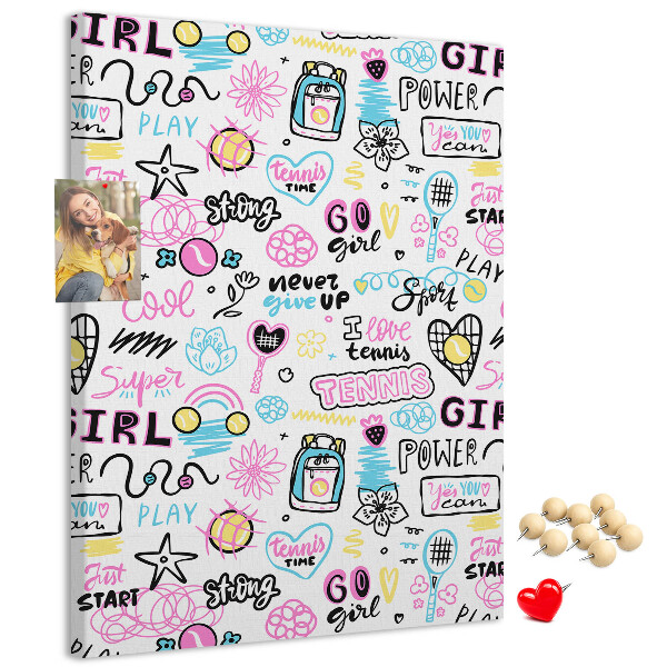 Tablero de corcho Energía deportiva y poder femenino.
