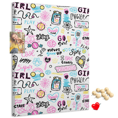 Tablero de corcho Energía deportiva y poder femenino.