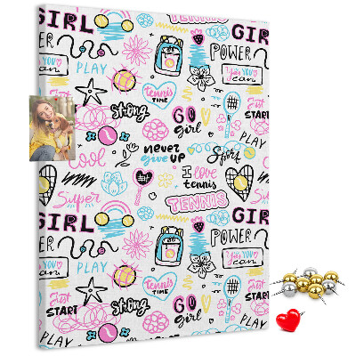 Tablero de corcho Energía deportiva y poder femenino.