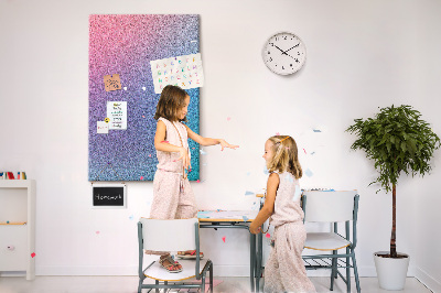 Pizarra de corcho decorativa con diseño degradado en tonos rosas y morados