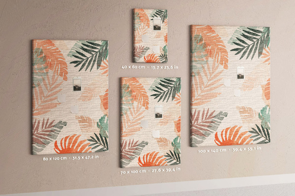 Pizarra de corcho decorativa con diseño de hojas tropicales en tonos suaves