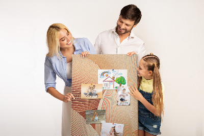 Tablero de corcho para pared Ondas y curvas en tonos beige.