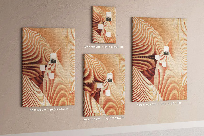 Tablero de corcho para pared Ondas y curvas en tonos beige.