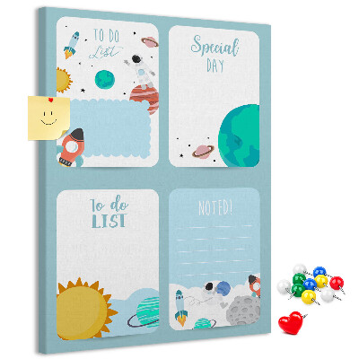 Tablero de corcho para pared Agenda cósmica con motivo planetario