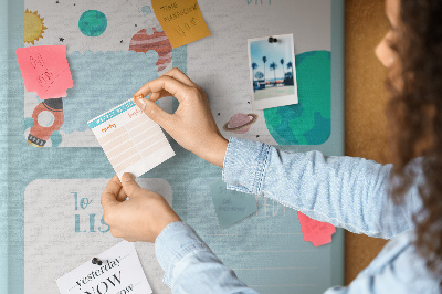 Tablero de corcho para pared con diseño de agenda cósmica y motivo planetario