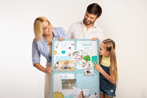 Tablero de corcho para pared con diseño de agenda cósmica y motivo planetario