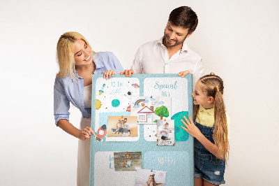 Tablero de corcho para pared con diseño de agenda cósmica y motivo planetario