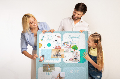 Tablero de corcho para pared con diseño de agenda cósmica y motivo planetario