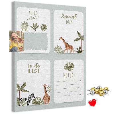 Tablón de corcho Tema de la selva con animales exóticos