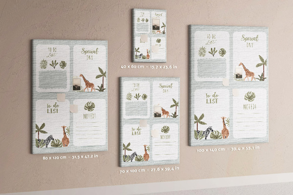 Tablón de corcho Tema de la selva con animales exóticos