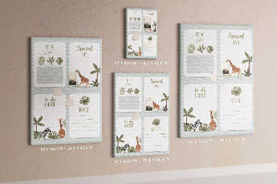 Tablón de corcho Tema de la selva con animales exóticos