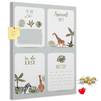 Tablón de corcho Tema de la selva con animales exóticos