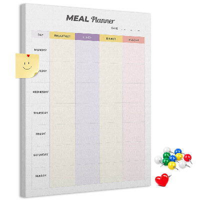 Pizarra de corcho decorativa planificador semanal de comidas