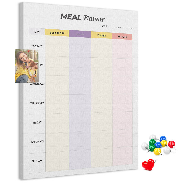 Pizarra de corcho decorativa planificador semanal de comidas