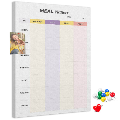 Pizarra de corcho decorativa planificador semanal de comidas