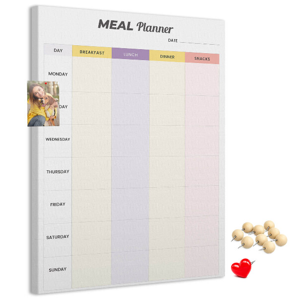 Pizarra de corcho decorativa planificador semanal de comidas