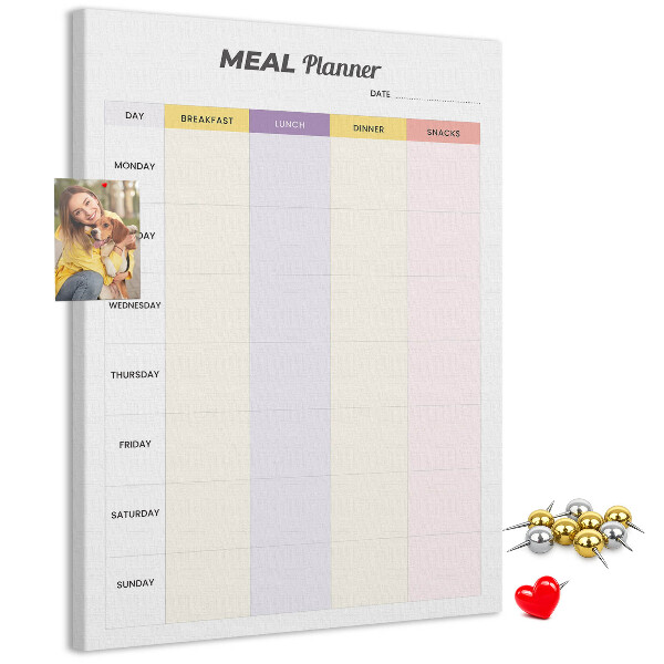 Pizarra de corcho decorativa planificador semanal de comidas