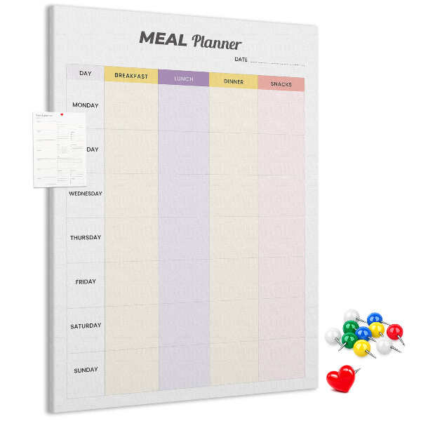 Pizarra de corcho decorativa planificador semanal de comidas