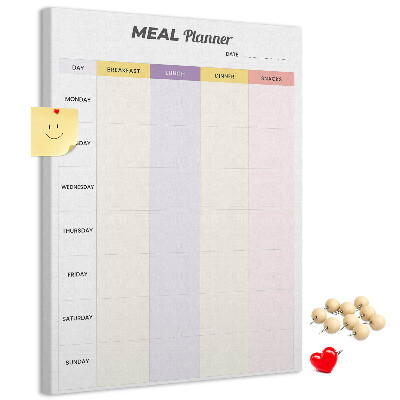 Pizarra de corcho decorativa planificador semanal de comidas