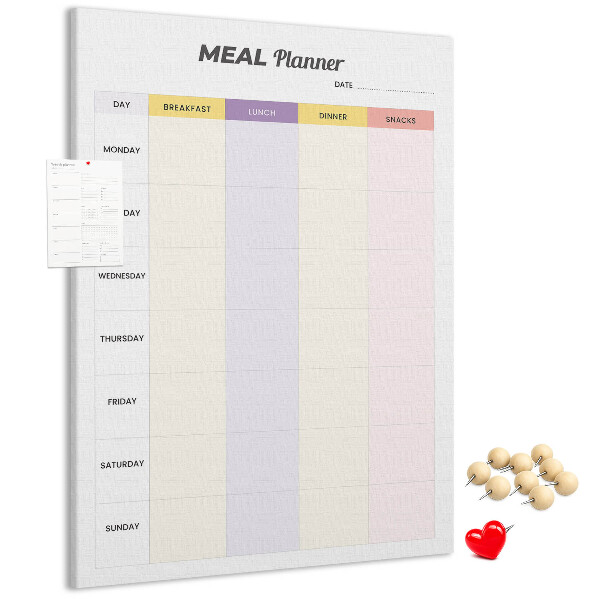 Pizarra de corcho decorativa planificador semanal de comidas