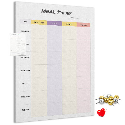 Pizarra de corcho decorativa planificador semanal de comidas