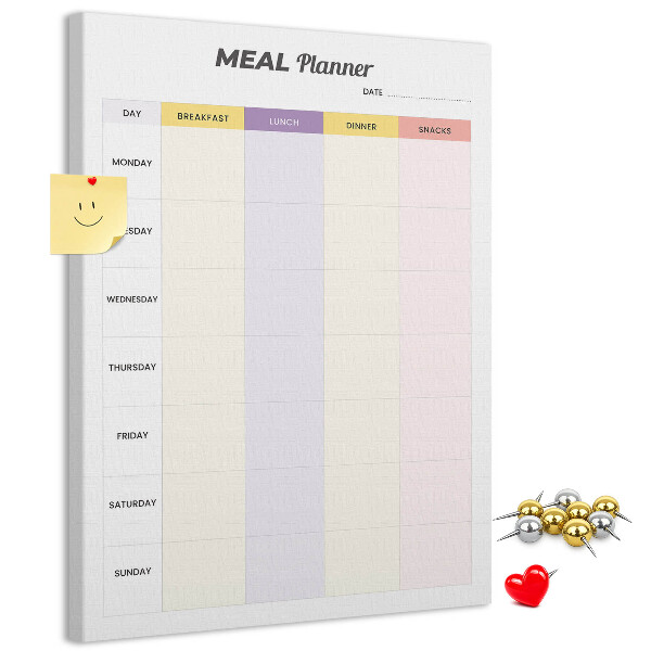 Pizarra de corcho decorativa planificador semanal de comidas