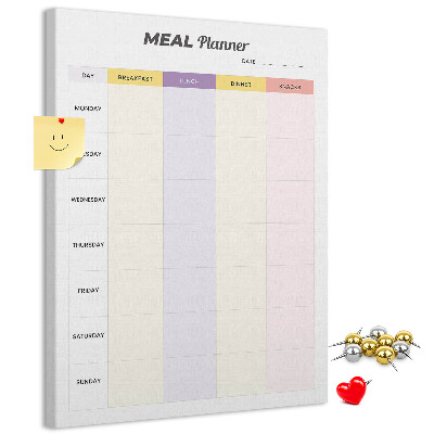 Pizarra de corcho decorativa planificador semanal de comidas