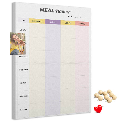 Pizarra de corcho decorativa planificador semanal de comidas