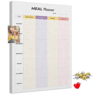 Pizarra de corcho decorativa planificador semanal de comidas