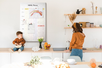 Tablero de corcho para pared planificador de comidas con secciones de colores