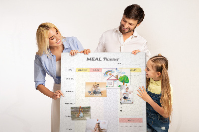 Tablero de corcho para pared planificador de comidas con secciones de colores