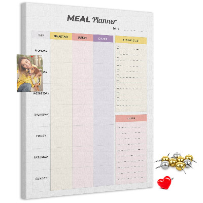 Tablero de corcho para pared planificador de comidas con secciones de colores
